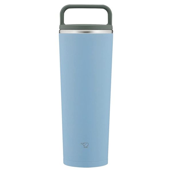 Zojirushi Mahobin SX-JA40-AM Water Bottle Tumbler with Lid & Carry Tumbler Portable Seamless Handle Type 13.5 fl oz (400 ml) Fog Blue Integrated Lid and Seal Easy to Clean Only 2 Pieces Wash