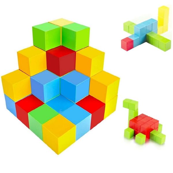 UiDor Magnetic Building Blocks | Colourful Magnetic Blocks for Kids Boys Girls 40 PCS | Educational Construction Toy Magnetic Cube Tiles for Kids 3 4 5 6 7 8 Years Old