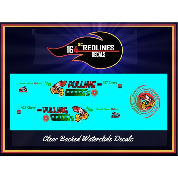 1/64 '55 Chevy "Pulling G's" Gasser CUSTOM Decal SCR-0030
