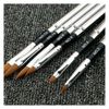 6 X Professional Acrylic Nail Art Brush Drawing Pen Detachable Lid Set