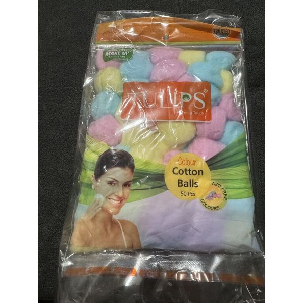 Tulips Colour Cotton Balls Natural Cotton Swabs 50 Balls