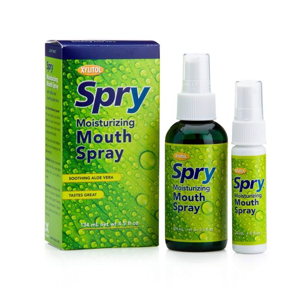 Spry Xylitol Moisturizing Bad Breath Mouth Spray, Bad Breath Treatment Oral Breath Spray with Natural Spearmint, 4.5 fl.oz.