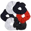 6 Pack Large Solid Scrunchies Hair Elastics-Classic Colors
