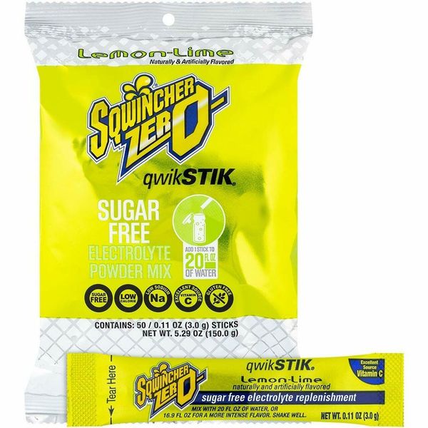 Sqwincher Qwik Stik Sugar Free Electrolyte Hydration Drink Mix LEMON LIME 50/BG