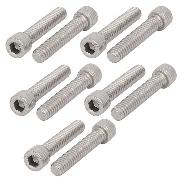 Sourcingmap 1/4"-20 x 1-1/4" 304 Stainless Steel Full Thread Hex Socket Head Cap Screw 10pcs