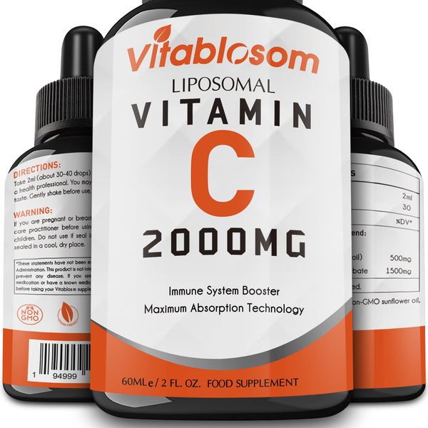 Liposomal Vitamin C 2000mg Liquid for Adults, High Absorption VIT C, Maximize Vitamin C, for Immune System & Antioxidant, 60ML (1 Bottle)