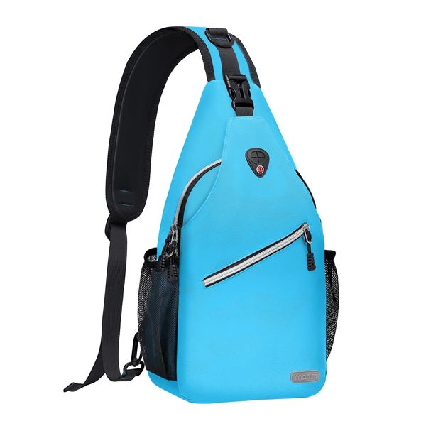 MOSISO Sling Backpack, Multipurpose Crossbody Shoulder Bag Travel Hiking Daypack, Sky Blue, Medium