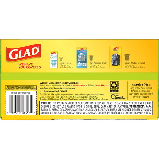 Glad ForceFlex Tall Kitchen Drawstring Trash Bags - 100 count