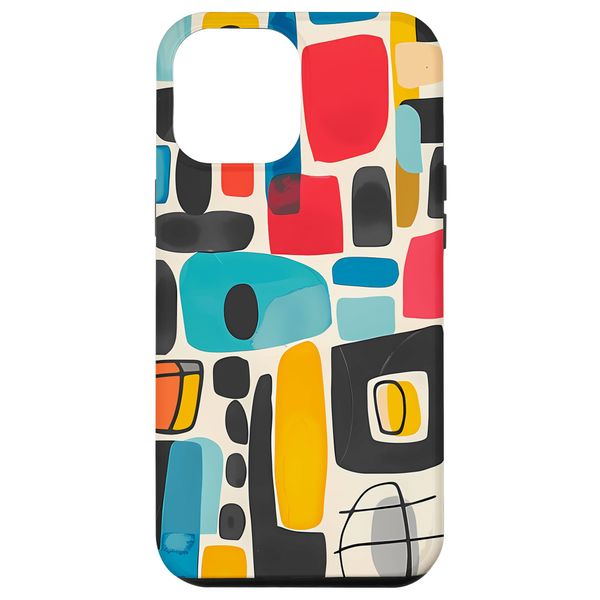 iPhone 15 Plus Retro Colorful Geometric Funky Abstract Art Print Case