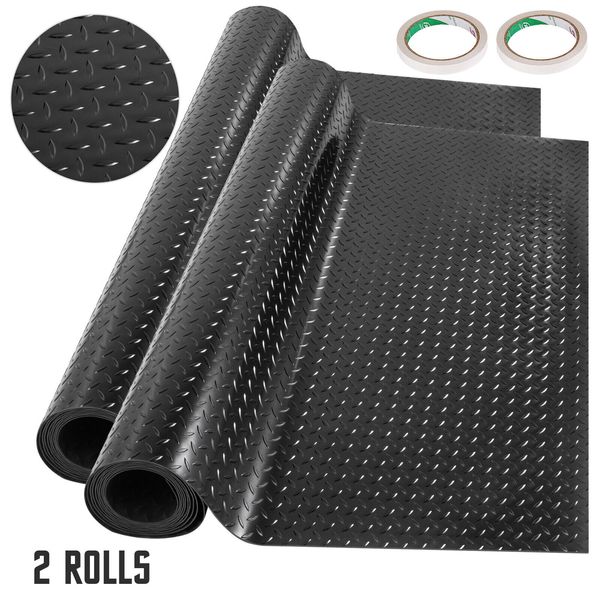 VEVOR Garage Floor Mat Diamond Plate Vinyl 2x Flooring Rolls Non-Slip 14.7x3.6ft