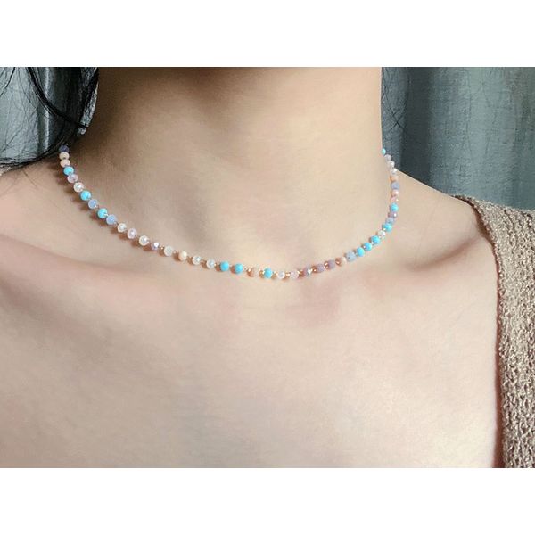 Surgical Steel Multi Crystal Chain Choker Necklace