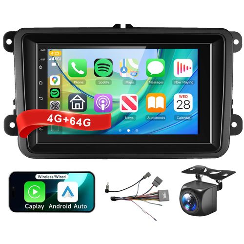7-inch Android 13 4G+64G Radio for VW Volkswagen Seat Golf Passat Jetta Beetle Car Stereo with Wireless Carplay Android Auto,5.0Bluetooth 32EQ,1280x720P IPS Touch Screen,FM/RDS GPS WiFi Backup Camera