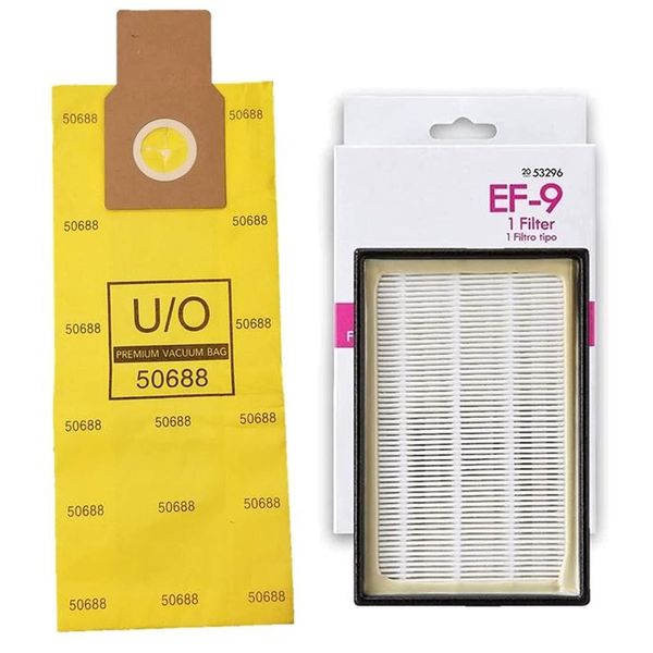 31140 31150 BU1017 BU1005 Bag + Filter Kit. Compatible with Kenmore Elite Upright Vacuum Cleaners. 12 Type U 50688 Bags + 1 EF-9 53296 Exhaust HEPA Filter.