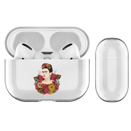 Head Case Designs Officially Licensed Frida Kahlo Red Florals Portraits Clear Hard Crystal Cover Compatible with Apple AirPods Pro Charging Case