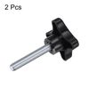 sourcing map 2pcs Star Knobs M10 x 50mm Male Thread Plastic 4-Star Stud Knob Hand Tightening Clamping Screw Replacement Threaded Handle, Black