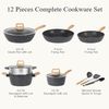12 Pcs Pots and Pans Set, Nonstick Cookware Sets Black Granite Induction Cookwar