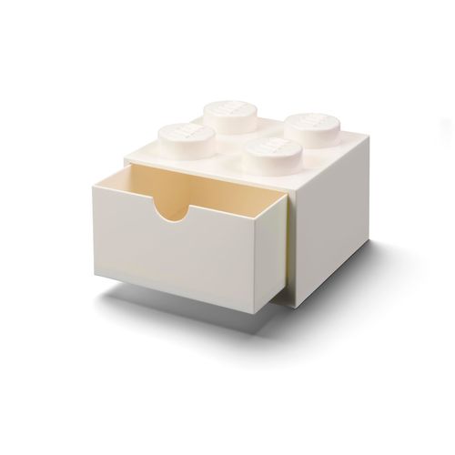 ROOM Copenhagen Lego Storage Brick 4 Desk Drawer, 4-Stud Stackable Tabletop Storage Box, 6.2 x 6.2 x 4.4 in, White