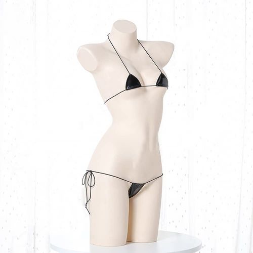 Micro Bikini, Cosplay, Sexy, Erotic Ultra Small Micro Swimsuit, PU Leather, String Panties, Underwear, Extreme, Cute, Costume, Small Devil, Victory Underwear, Etchy, Lingerie, Cute, Mini Bra + T Shorts Set