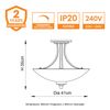 Kaden Decorative Satin Chrome Finish E27 LED Compatible Semi Flush Ceiling Light with White Lined Painted Shade