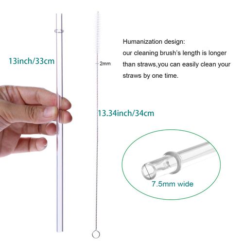Dakoufish 13 Inch Reusable Clear Tritan Straws Extra Long for 32 OZ-100 OZ Tall Water Bottle Mug Tumblers Rambler Mason Jar 12packs with One Brush (13inch,Clear)