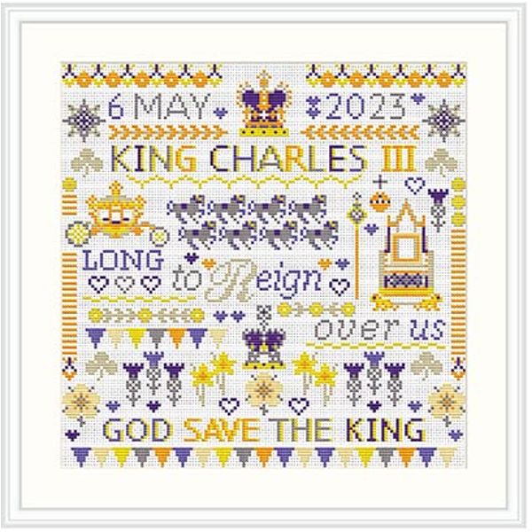 Riverdrift House King Charles Coronation Sampler Counted Cross Stitch Kit