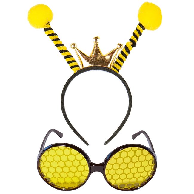 Funcredible Bumble Bee Glasses and Headband Antenna - Honey Bee Costume - Bumble Bee Costume Accessories for Adults and Kids