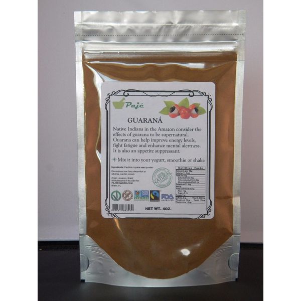 Guarana seed powder 4oz - weight loss, energy boost, memory sharpness - PAJE