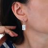Rectangle Hammered 925 Sterling Silver Dangle Earrings