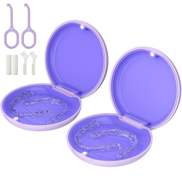 2 Pack Retainer Case, Slim Aligner Case, Compatible with Invisalign, Mouth Guard