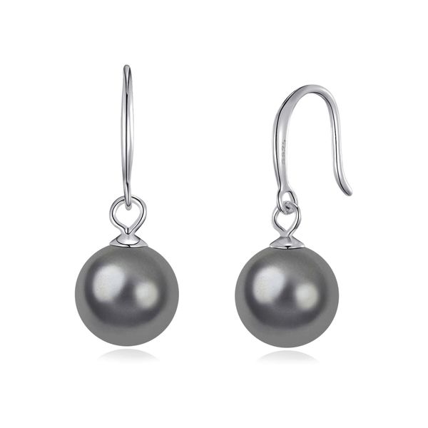 Philip Jones Sterling Silver Grey Pearl Drop Earrings