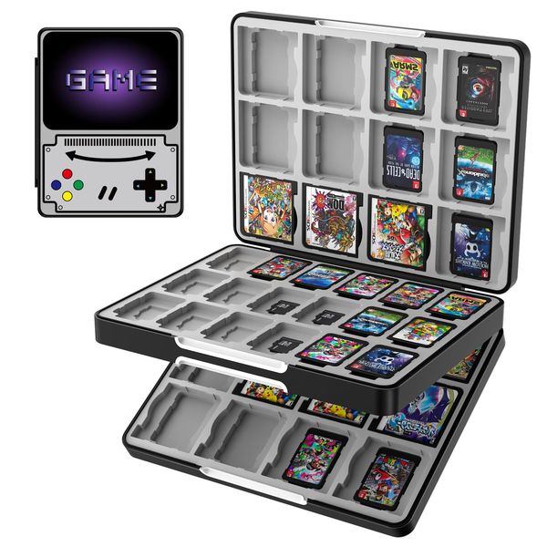 TiMOVO 60 Game Card Case for Switch OLED/Switch/3DS/2DS, 60 Slots Switch Game Holder Cartridge for 24 3DS/3DSXL/DS/DSi Cards & 60 Switch & 36 SD Cards, 3 in 1 Portable Game Storage Case, Gray Games