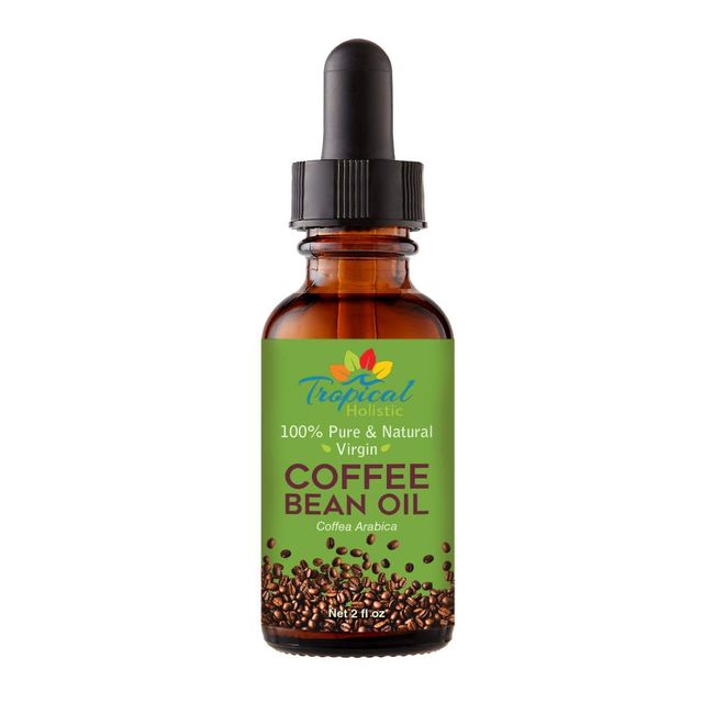 Tropical Holistic 100% Pure Roasted Coffee Bean Oil (2 fl oz) - Virgin, Cold Pressed, Unrefined - Ideal Coffee Oil for Massage, Soap Making, Hair, Skin and Nails