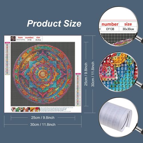 Stalente Diamond Painting Kits for Adults, 5D DIY Diamond Art Kits for Beginners Round Full Drill Diamond Painting for Home Wall Decoration Gift 12×12inch, Mandala