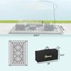 Outsunny Outdoor Rug, 9' x 12' Floor Mat, Gray White Rhombus Patchwork