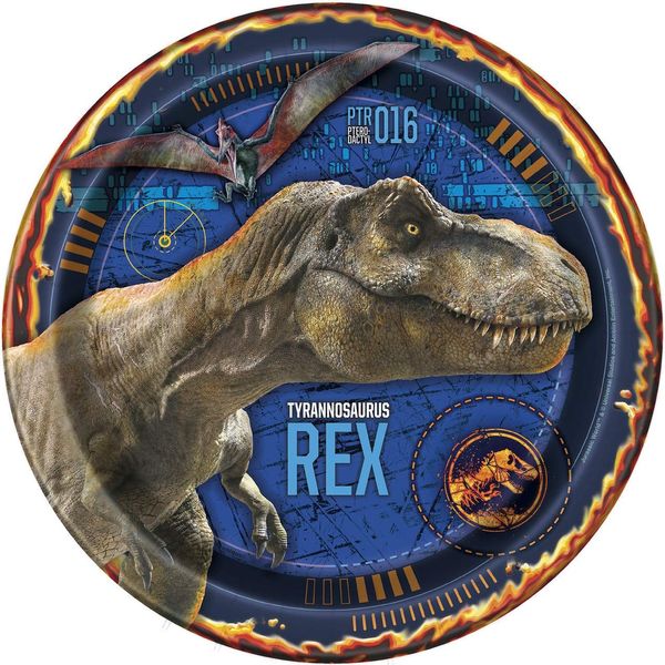 Unique Round Dinner Paper Plates - 9" | Jurassic World | 8 Pcs