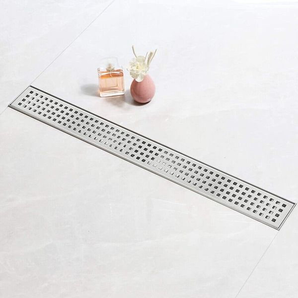 24 In Linear Shower Drain 304 Stainless Steel Square Hole Floor Drain Removable