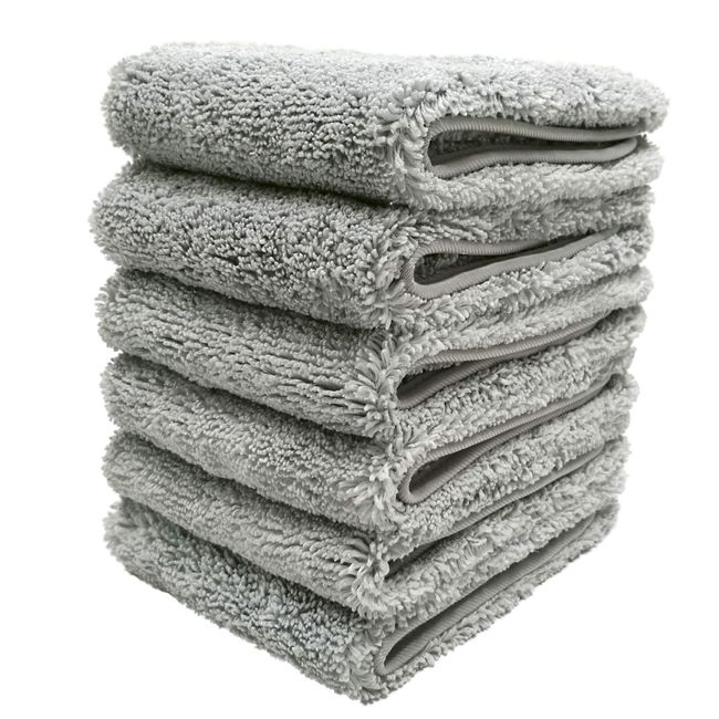 POLYTE Premium Lint Free Microfiber Washcloth Face Towel, 13 x 13 in, Set  of 6 (White)