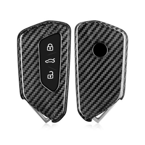 T-carbon Key Fob Cover Fits VW Mk8 Golf 8 R Polo Tiguan ID3 ID4 2020-2025;Carbon Fiber Key Shell Fits Skoda Octavia Kodiaq Karoq;Compatible with Seat Cupra Ateca Leon 2024 Smart Remote Accessories