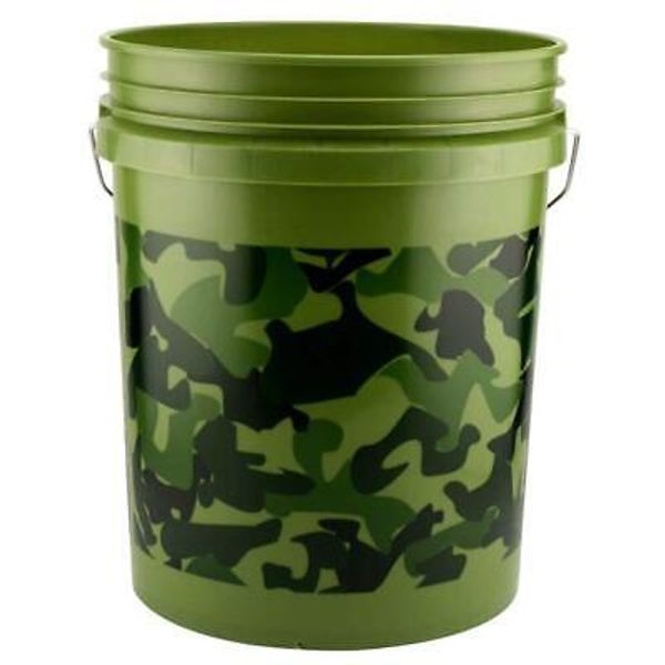 5 Gallon Paint or Cleaning Bucket Pail with Handle, Camoflage Green