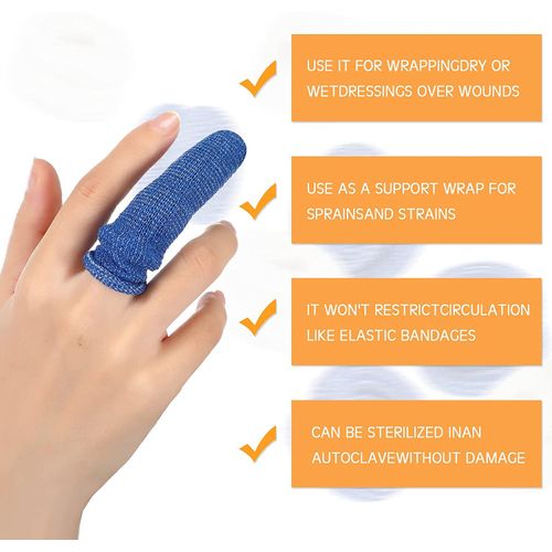 Finger Bandage SENRISE Finger Bandage Tubular, First Aid Tubular Bandage Finger Bobs Cots Buddies Blue/White Dressings, for Finger Sprains & Swelling (10PCS, Blue)