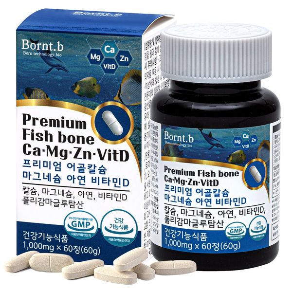 Bontbi Premium Fish Bone Calcium Seaweed Calcium Magnesium Zinc Vitamin D Kalmadi Bone Health Nutrients 60 Tablets, 3ea