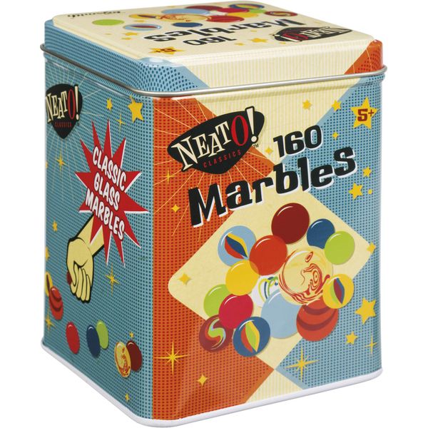 Neato! Classics 160 Marbles In A Tin Box by Toysmith - Retro Nostalgia Glass Shooter, Marble Games Are Timeless Play For Kids - Boys & Girls