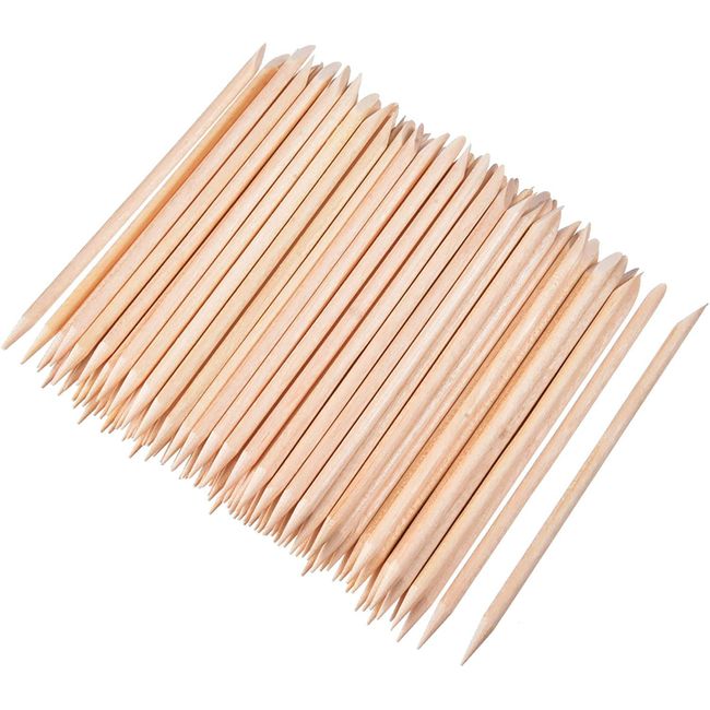 100 Pieces Orange Wood Sticks Nail Cuticle Stick for Pusher Remover Manicure Art Pedicure, 4.3 Inches