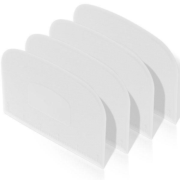 Queekay 4 Pcs Plastic Dough Scraper Flexible Dough Cutter Bench Scraper for Baking Spatula Kitchen Multipurpose Food Tools for Bread Cake