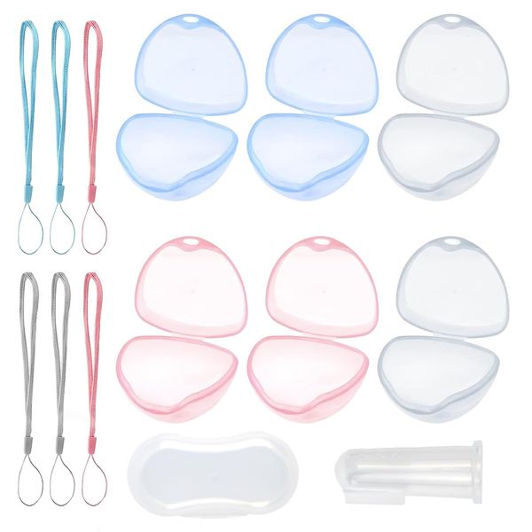 MUYAPAY Schnullerbox für Baby,Schnullerbox Tragbar,Schnullerbox, 6 Transparent Schnullerbox Schnullerhalter Etui Schnuller Box BPA-Free Nipple Shield Etui für Säugling, Baby, Reisen, Zuhause