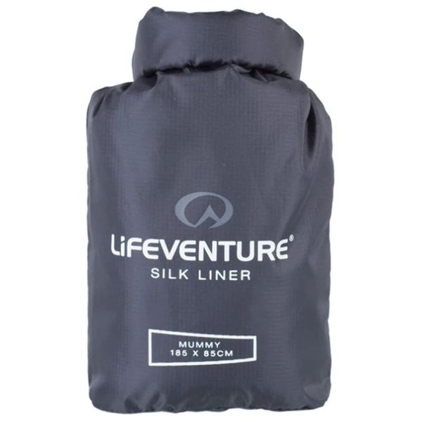 Lifeventure Silk Sleeping Bag Liner Lightweight Travel and Camping Sheet to Use Alone or to Add Warmth to Sleeping Bag,Grey