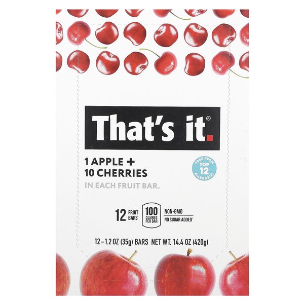 That s It Fruit Bars Apples  Cherries 12 Bars 1 2 oz 420 g Each All-Natural,