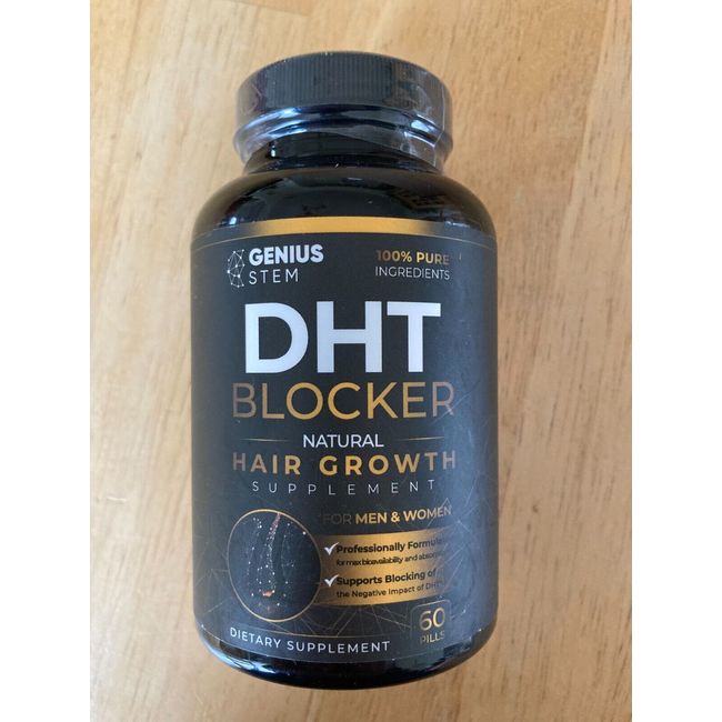 Genius Stem DHT Blocker Natural Hair Growth Supplement 100% Pure 60 Pills