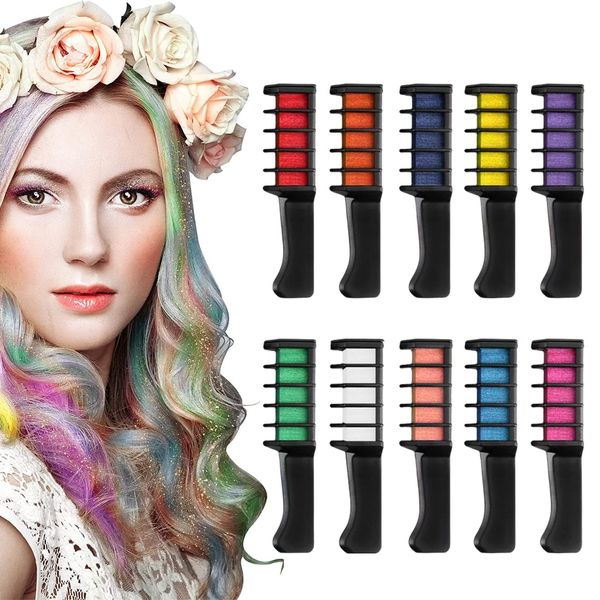 Hair Chalk Set, Haarkreide, Haarkreide für Kinder, haarkreide kamm, Haarfarben für Kinder für Mädchen Geburtstag, Weihnachten, Halloween oder Mitgebsel Geschenke, Auswaschbare Farbe