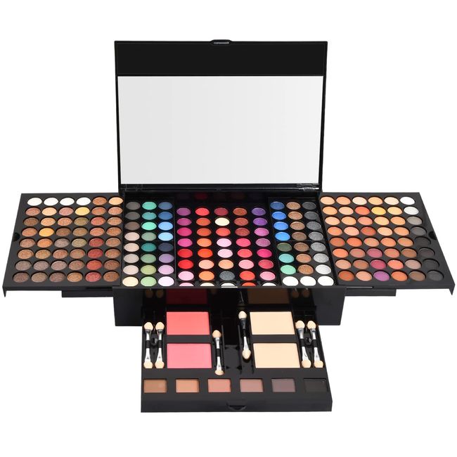 Lidschatten Palette, Augen Make Up Set Liedschattenpalleten Matt Glitzer, Highlighter Eyeshadow Palette Hochpigmentiert Naturkosmetik Schminkkoffer Schminkkasten - 194 Farben